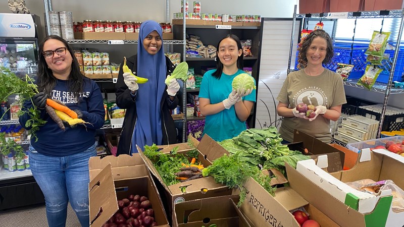 Students inside the SSC Food Pantry